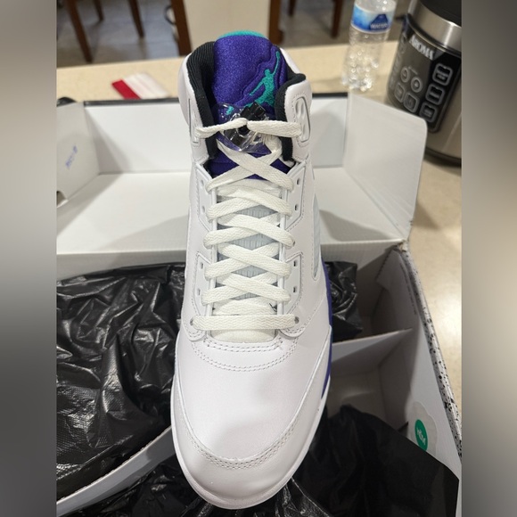 Jordan White and Teal Sneakers - Picture 2 of 8